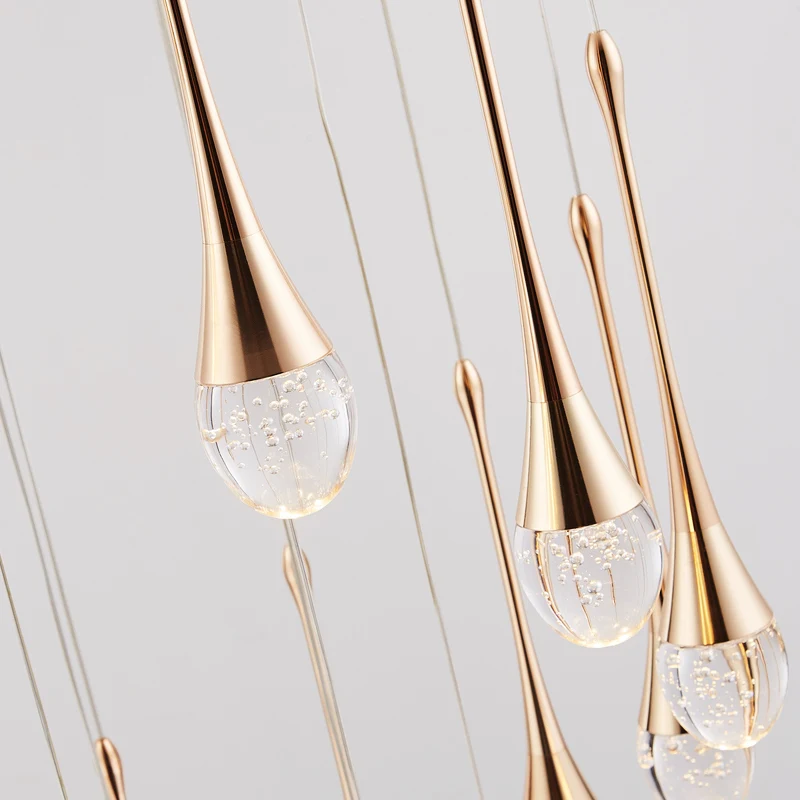 Modern staircase lighting LED pendant lamp raindrop bubble crystal ball chandelier for hotel and home