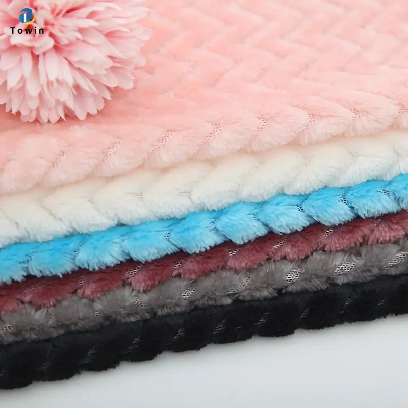 Manufacturer  Plain Flannel Bebe Fleece Large Wave Fabric Polyester  Home Textile Fabric Can Be Customized