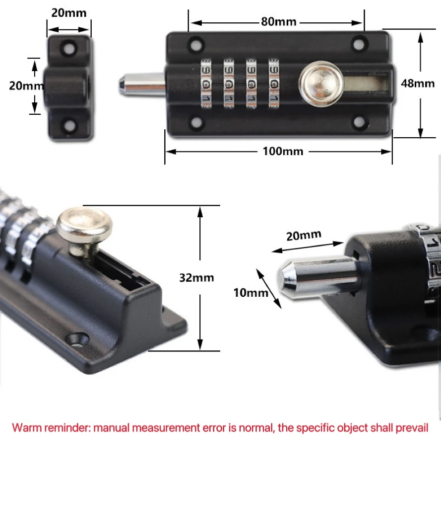 Password pin lock no drilling waterproof rust proof wooden door safety lock anti-theft password lock buckle