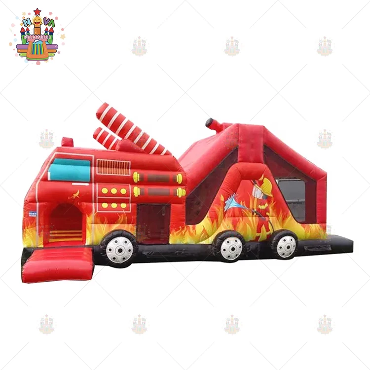Fire Truck Fun Run High Quality Inflatable Water Park Obstacle Course Funny Large Inflatable Comb Obstacle Course Party
