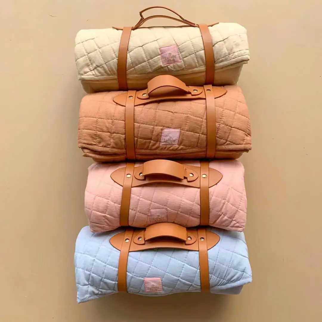 130x130CM Solid Linen Nap Machine Washable Custom Rug Infant Kids Picnic Crawling Cotton Baby Quilted Play Mat