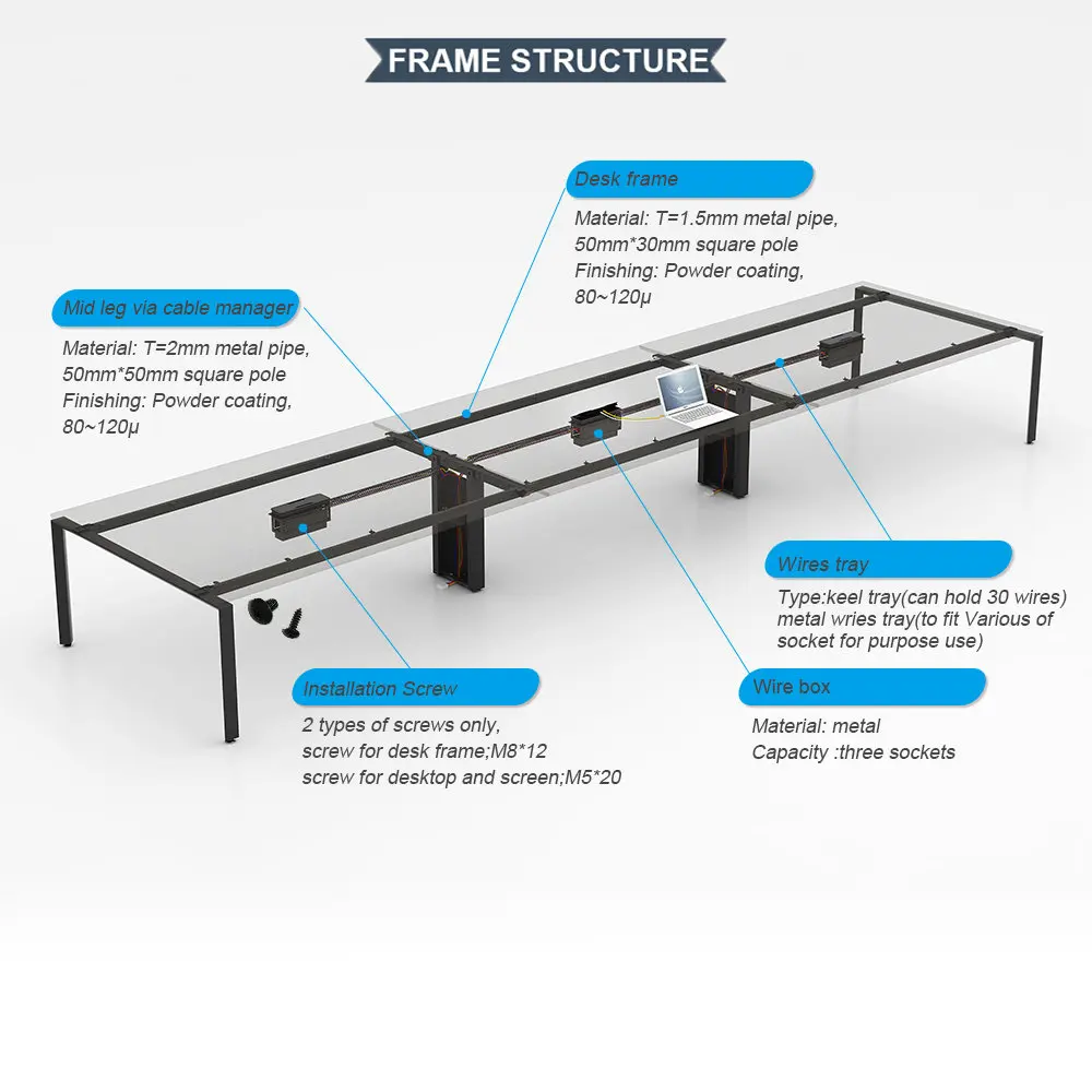 Modern design board room office table set used 6 meter long 12 person conference table specification