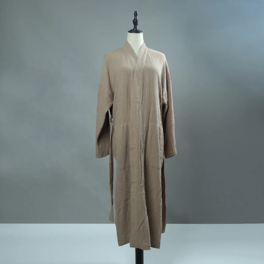 Muslin Long Robe Women Sleepwear Lounge Wear Nightdress Casual  Loungewear Pajama Custom Gauze Cotton Spa Robes Wrap Lady Chill