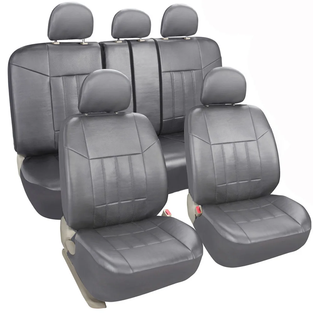 11pcs Full Set Universal fit Brown Seat Cover Customized General Leather Car Seat Cover