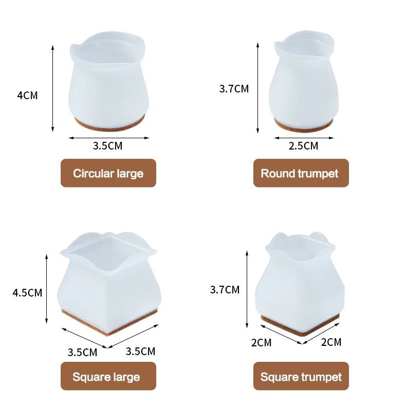 Multiple Sizes Colour Non-Slip Chair Cover Leg Caps Rubber Feet Floor Protector