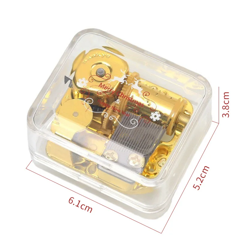 Ever Bright Factory Printing Acrylic Transparent Mini Music Box With Gold-Plated Sankyo Music Mechanism For Birthday Gifts
