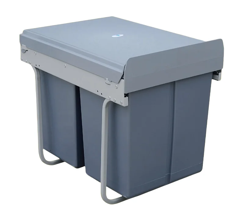 Pull Out Built In Waste Kitchen Sustainable Rectangular Cabinet Bucket Buffer Plastic Trash Recycle Recycling Garbage Bins