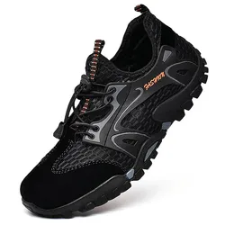 Перфорированная прогулочная обувь с сетчатой поверхностью пропускающие воздух мужские спортивной обуви и уличные ботинки для пешего туризма
