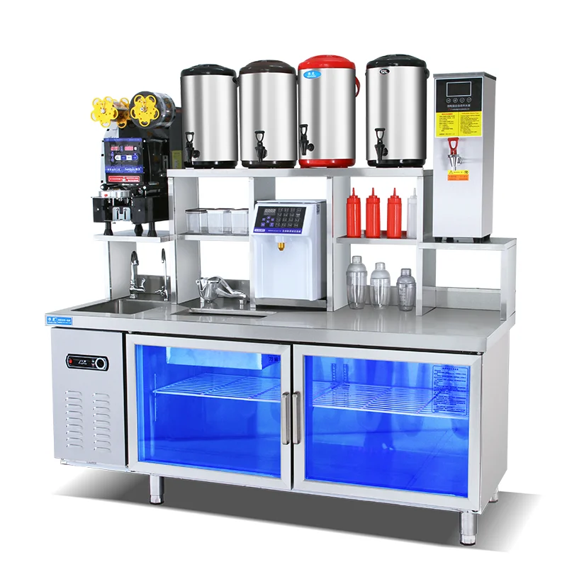 
Professional milk tea counter boba tea equipment supplies with shop design 