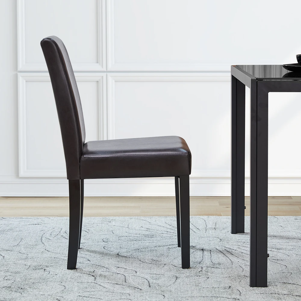 High Quality hotel Upholstered Dining Chair Kitchen PU Leather Padded Chair Solid Wood Frame Dining Room Furniture Dining Chair