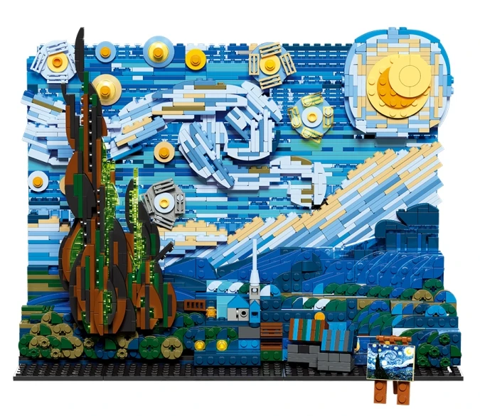 Vincent Van Gogh starry night Набор строительных блоков мини-модель подходит для подарков на день рождения мужчин и женщин.
