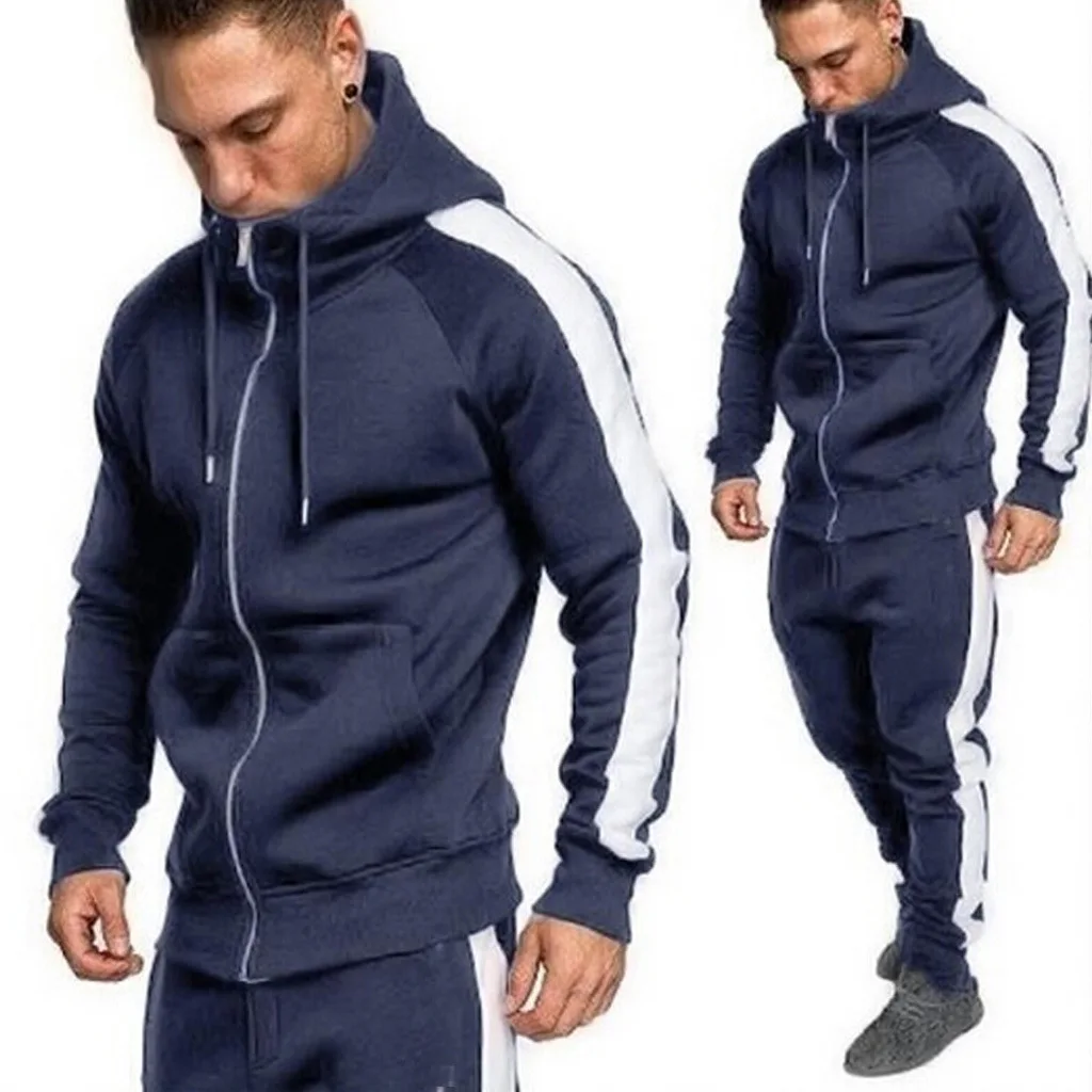 
High Quality Custom Solid Jogger Suit Zipper Fashion Tracksuit Pants Jogger Sweatshirt For Man 