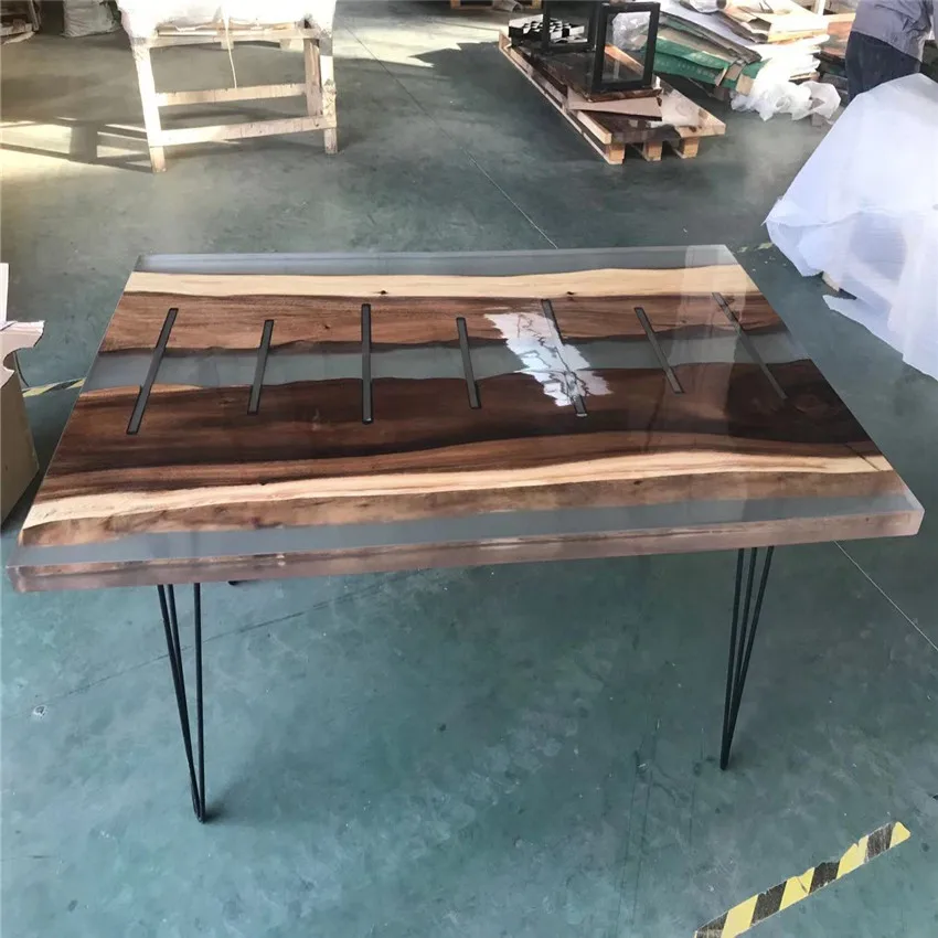 High Quality clear crystal table epoxy resin top resin wood dining table epoxy resin