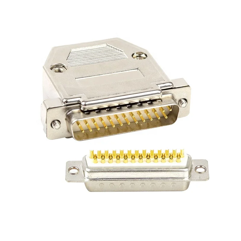 Штекерный соединитель DB25, 2 ряда, 25 контактов, сварочная головка, последовательный порт, параллельный штекер, гнездовой разъем типа D, высокоточный корпус