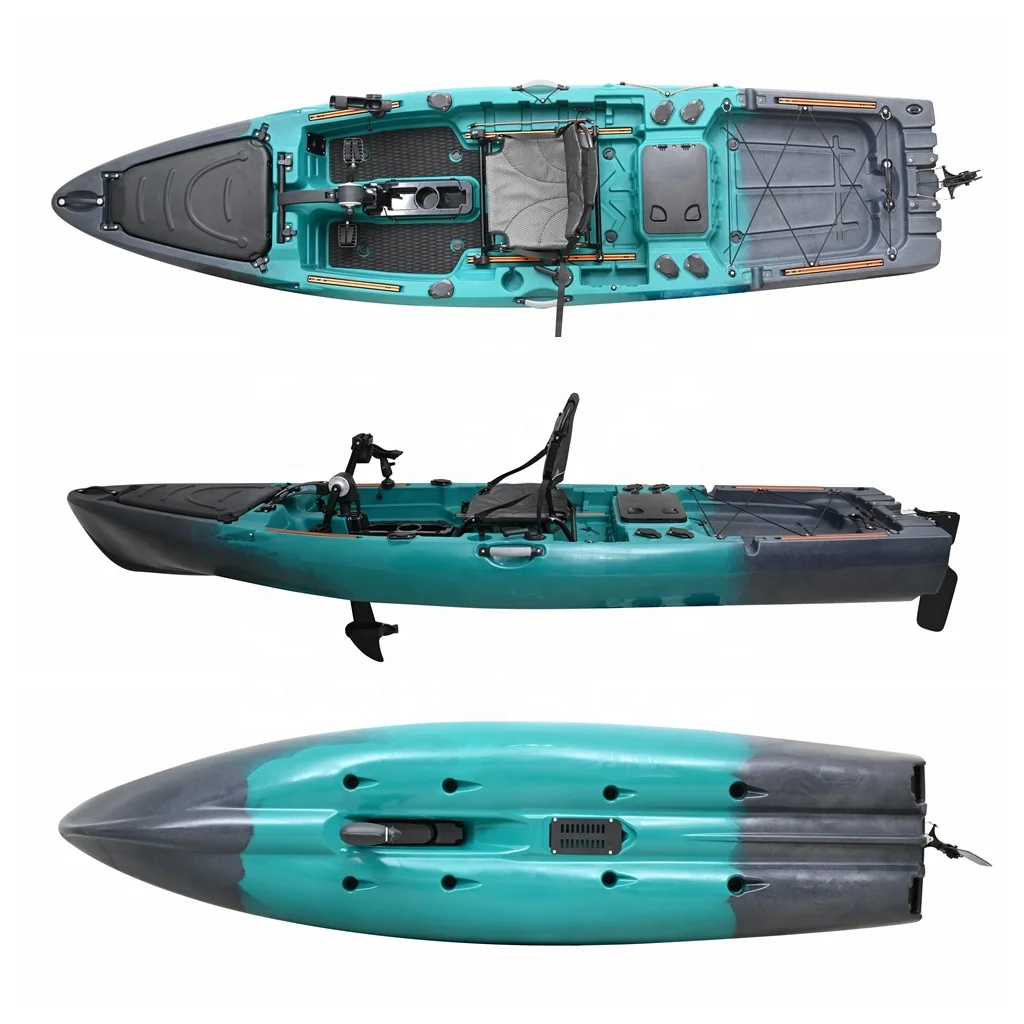 Vicking Single Electric Motor Kayak Pedal Drive Canoe for Fishing Sit on Top Rowing Boats Lldpe Material