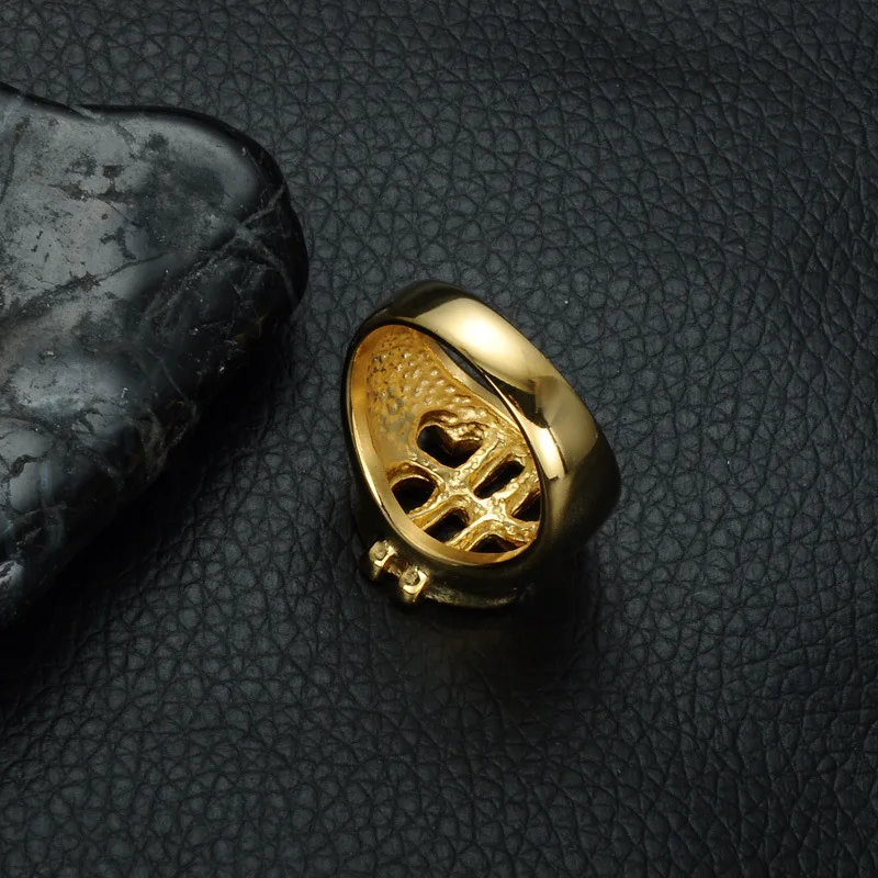 
2020 Hot Top Design Amazon Titanium Steel Mens Ring Hip Hop Hollow Dollar Sign Stainless Steel Ring 