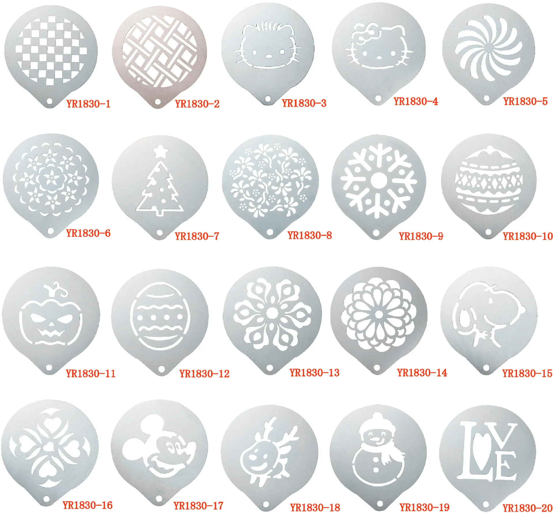 Customized Coffee Templates Cappuccino Foam Latte Art Stencil Stainless Steel Decorating Coffee Stencils