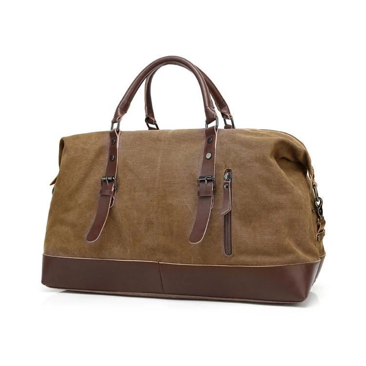 Wholesale custom Men Waxed canvas Waterproof Weekender travel duffel bag long haul large capacity Luggage Canvas Travel Bag