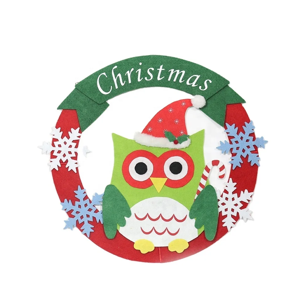 
Christmas felt santa claus owl wreath door decoration 
