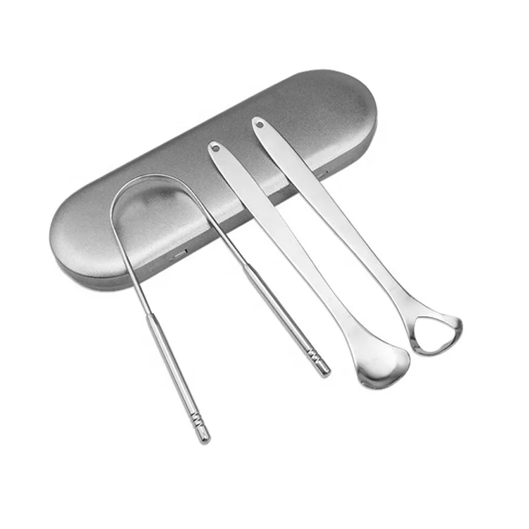 Oral Hygiene Care Tools Stainless Steel Tongue Scraper Tongue Cleaner Set