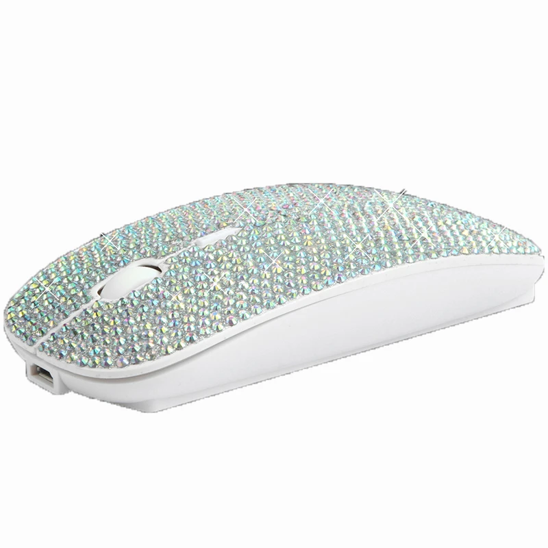 2.4g Rechargeable Wireless Mouse with USB Receiver Bling Dazzling Mouse for Notebook Laptop Great Gift for Girl