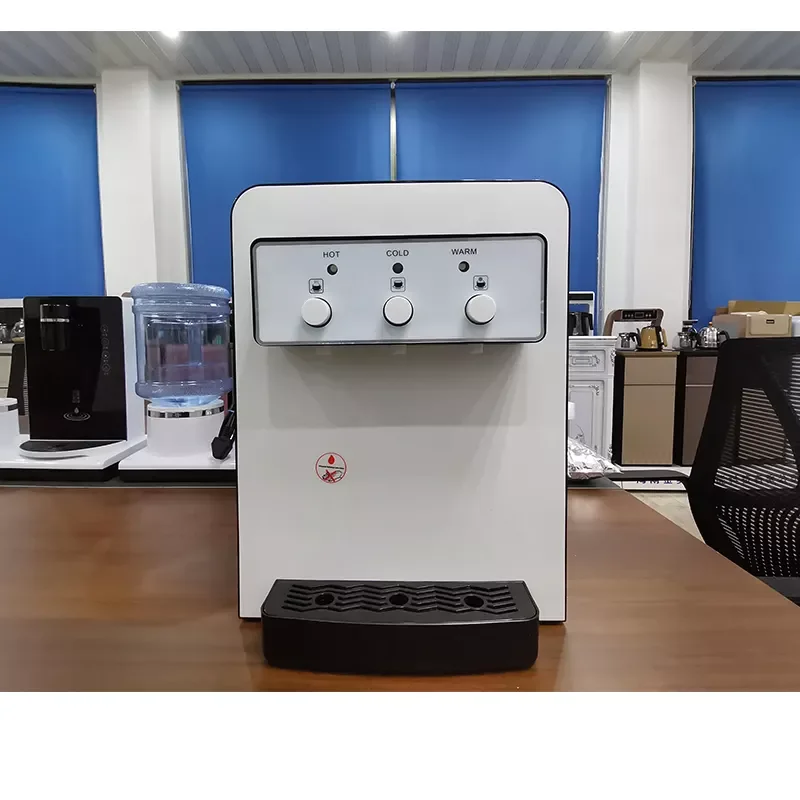 Water Dispenser Desktop Refrigeration Hot and Cool Electronic Metal Technology Mini with Compressor for Home