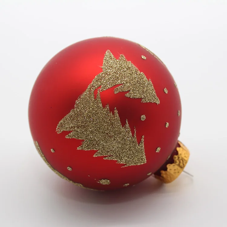 Personalized red color Christmas glass Ball with logo print