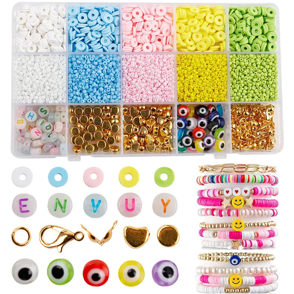 Colorful DIY Craft Accessories Kit for Jewelry Making Includes Bracelet Necklace Acrylic Waist Bead and Glass Beads for Toys