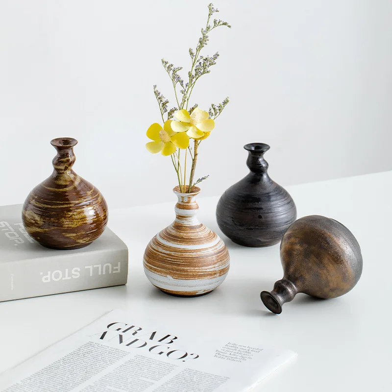 Маленькая глазурованная керамическая ваза для цветов оригинальный производитель бутылка домашнего декора