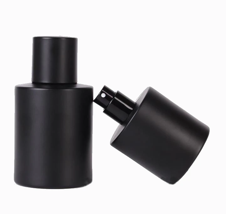 Luxury Perfume Bottle 50ml matte black Men Cologne Glass Perfume Bottle With black cap
