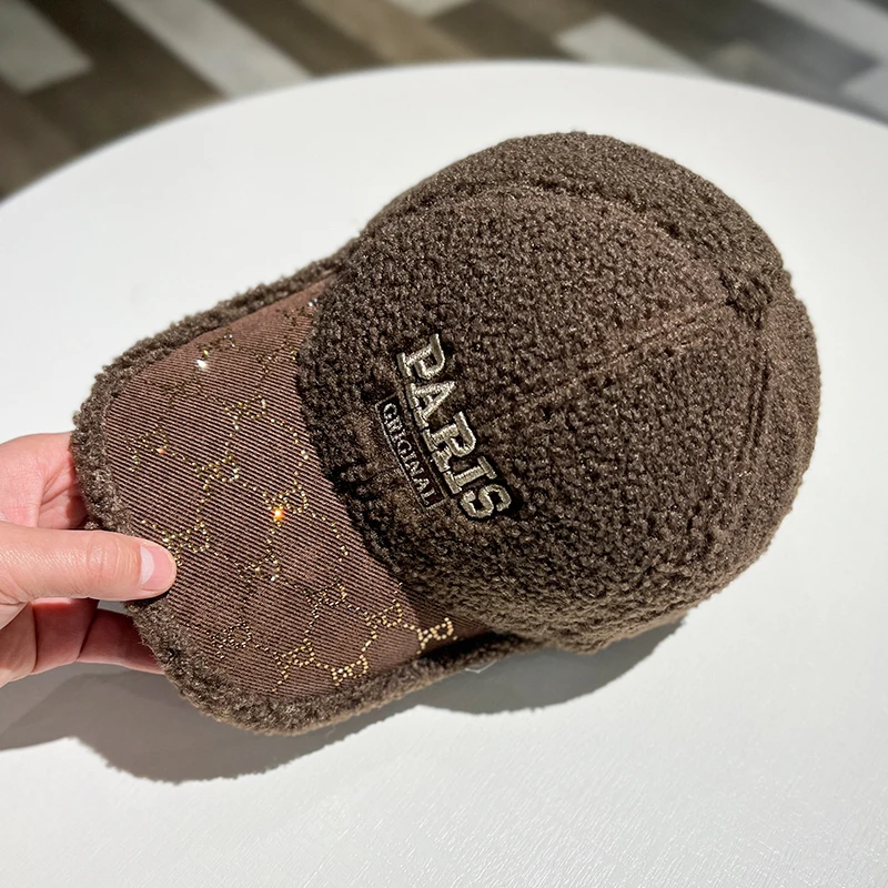 ChanBol Fashion Plush cashmere keeps warm knitted hat winter skully beanie silk lined beanie custom peaked cap women