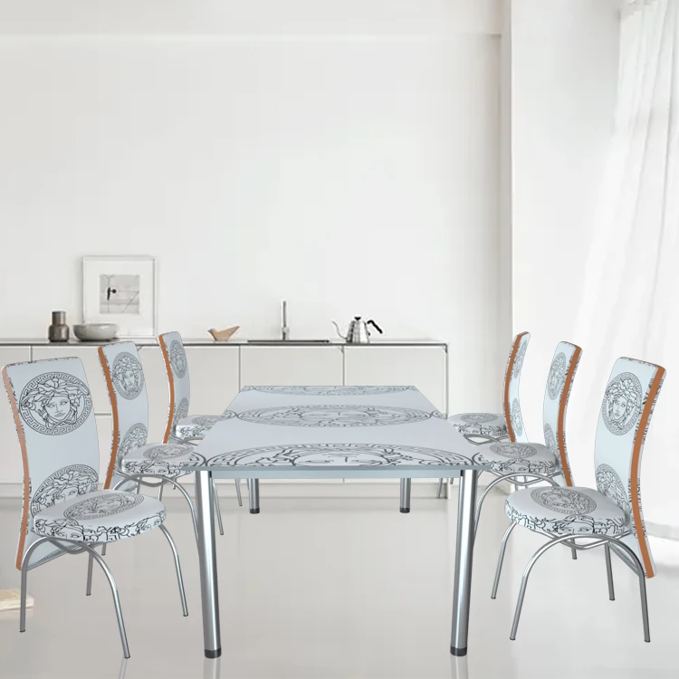 Home furniture dining room table designs hotel glass and 4-6 chairs marble