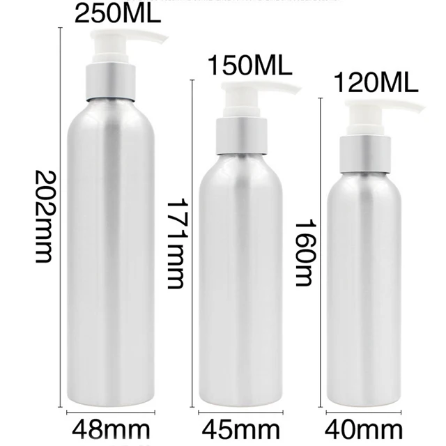 
Hengjian 30ml 50ml 100ml 120ml 150ml 200ml 250ml 500ml Aluminum Shampoo Shower Gel Container With Gold Silver Lotion Pump Bottle 