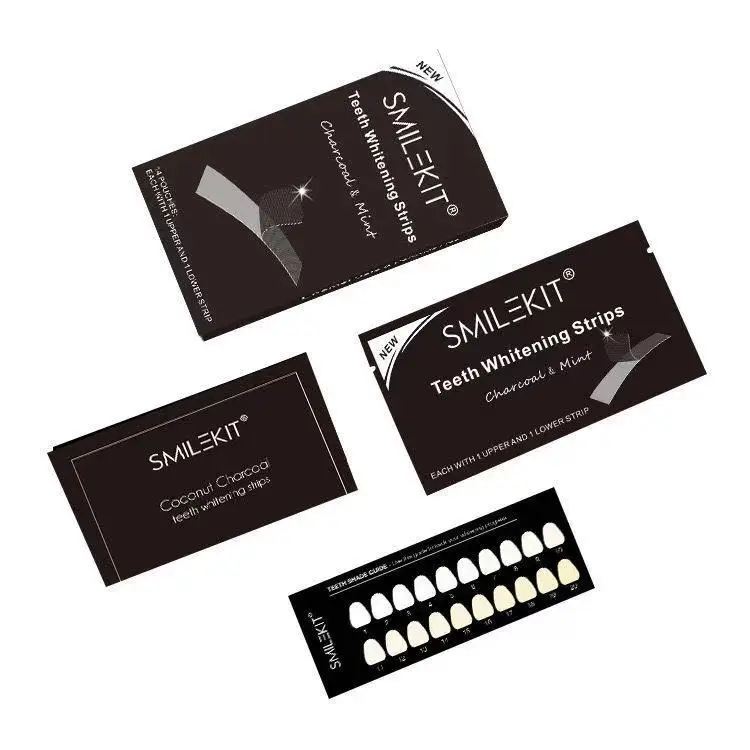 Factory Private logo custom pap charcoal mint teeth whitening strips kit Teeth Whitening Strips
