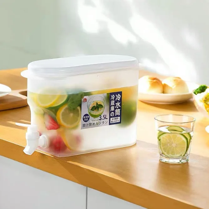 Lemonade Bucket Drink Container Drink Dispenser for Fridge Cold Kettle with Faucet in Refrigerator