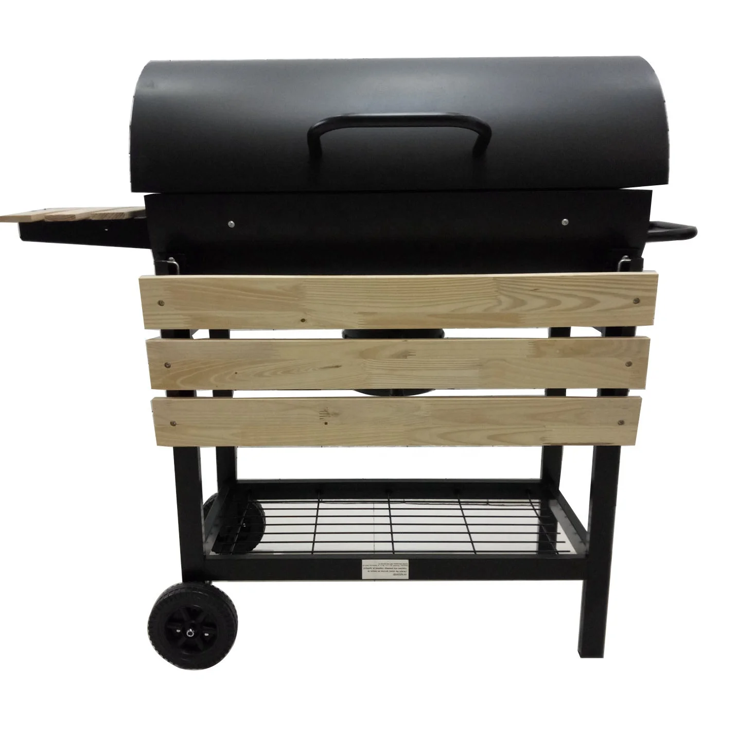 Offset Smoker Large Barrel Charcoal BBQ Grill with Folding Wood Table