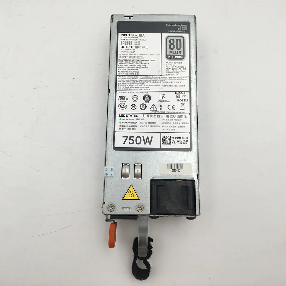 For Dell R620  720  750W Server Power Supply D750E-S1