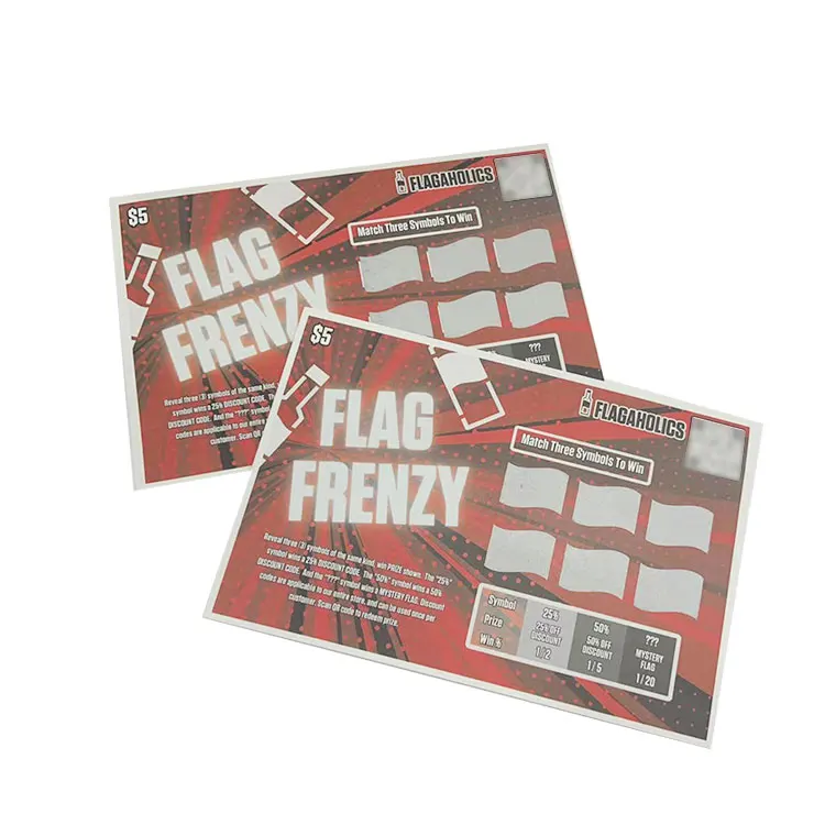 New Design High Quality Customized Tickets Scratch Off Card Lottery Tickets Winning Card