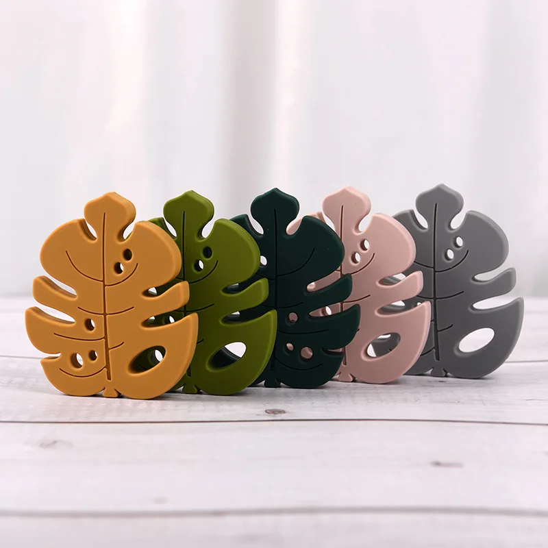 Christmas Leaf Silicone Teething Toy For Kids, BPA Free Leaf Shaped Baby Teether Silicone