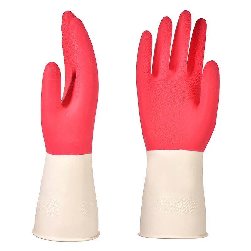 50G Bi color cheap household latex gloves double color latex gloves