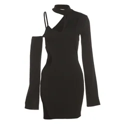 Spring 2022 Summer Trending Black Satin Sexy Party Bodycon Dress Women Party Wear Casual Dresses For Women