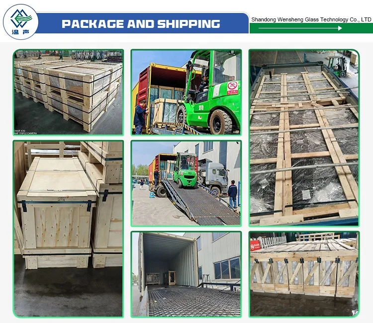 Privacy tempered glass 10 mm tempered glass laminated tempered glass with Plywood Packing