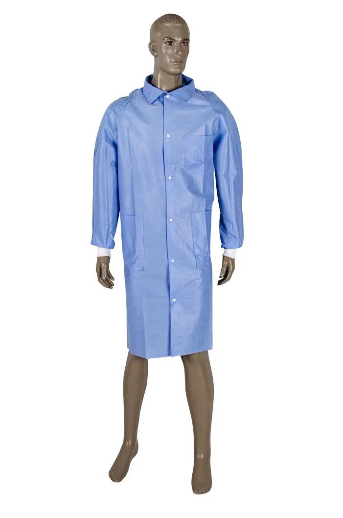 PP SMS Lab Coat Disposable Surgical Gown Hospital Protective Jacket disposable gowns with Knitted Cuffs and Collar