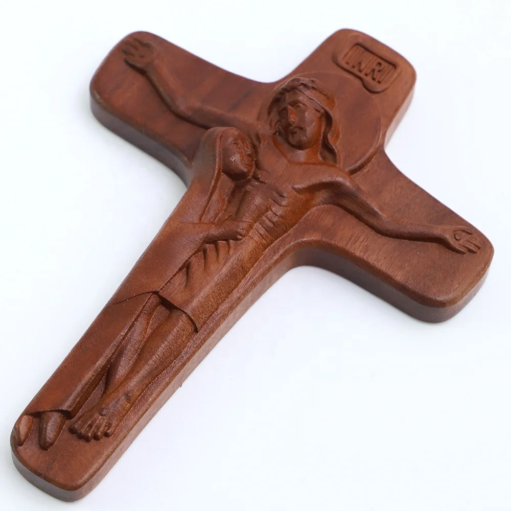 Palm-sized Wooden Maravillas Maria Sorrowful Mother Pectoral Unity Schoenstatt Mary at The Side of Jesus Crucifix Cross