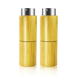 10 ml  Refillable Pocket Size Travel bamboo spray bottle atomizer  10ml glass bamboo perfume bottle