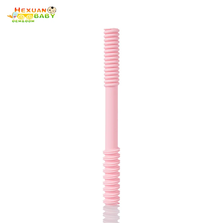 custom safety shield bpa free silicone straw whitening hollow kids molar rod toys baby teething tubes