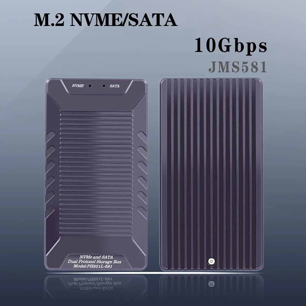 M.2 NVME SATA SSD External Enclosure Dual Protocol Case USB3.2 10Gbps for M2 NGFF NVME PCIe 2230 2242 2260 2280 SSD Case