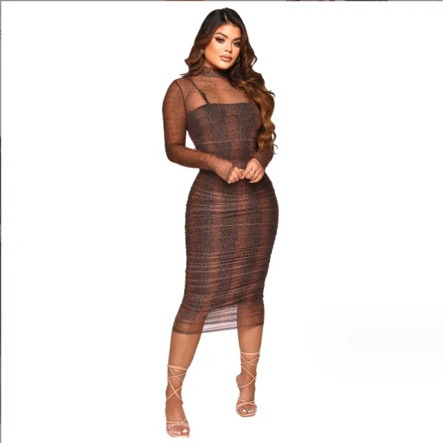 High Quality Summer Elegant O-Neck Tunic Slim Hip Midi Dress For Women