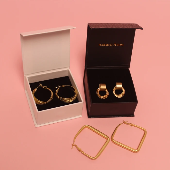 Luxury Flip Top Magnetic Jewelry Box Customized Color Cardboard Bracelet Ring Earring Necklace Jewelry Box With Logo