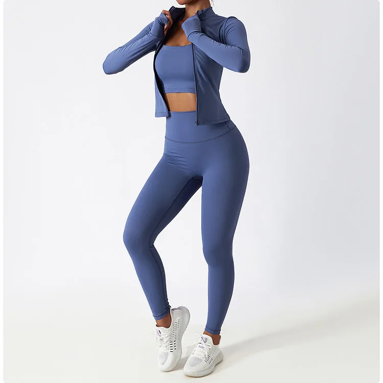 Custom Logo Women Set 3 Pieces Gym Fitness Set Women Sport Yoga Pants Sets 2023